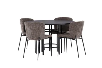 Copenhagen Spisegruppe 115 cm Rund med 4 Modesto Stoler - Beige - Møbler - Bord - Spisegruppe