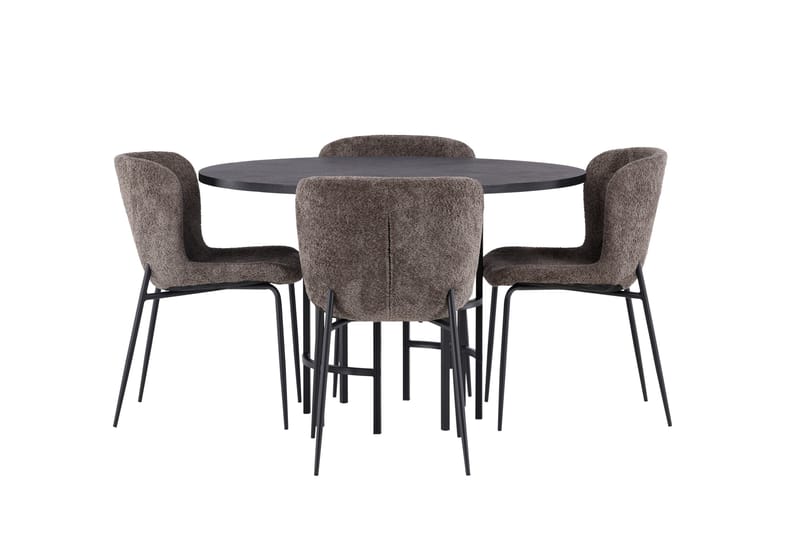 Copenhagen Spisegruppe 115 cm Rund med 4 Modesto Stoler, Beige