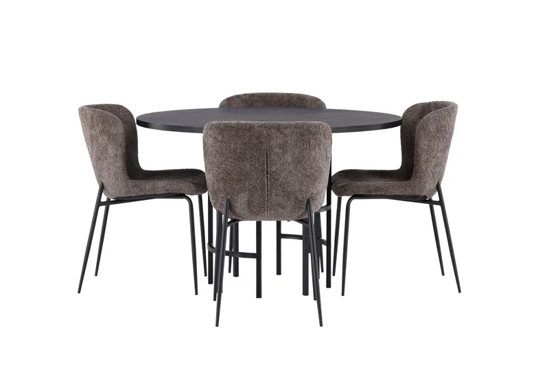 Copenhagen Spisegruppe 115 cm Rund med 4 Modesto Stoler, Beige