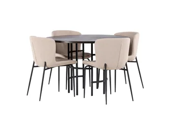 Copenhagen Spisegruppe 115 cm Rund med 4 Modesto Stoler - Mørk grå - Møbler - Bord - Spisegruppe
