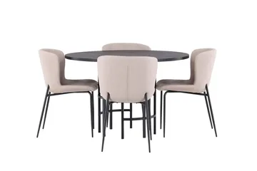Copenhagen Spisegruppe 115 cm Rund med 4 Modesto Stoler - Sort - Møbler - Bord - Spisegruppe