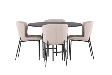 Copenhagen Spisegruppe 115 cm Rund med 4 Modesto Stoler - Sort - Møbler - Bord - Spisegruppe