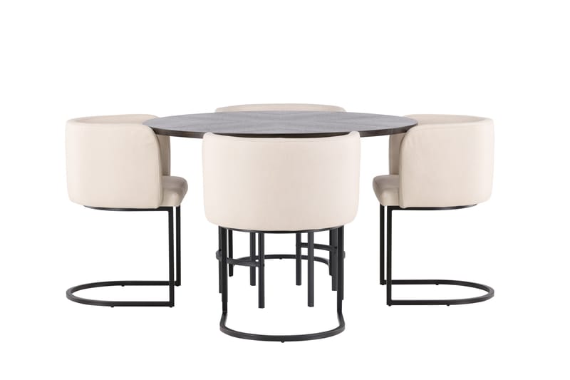 Copenhagen Spisegruppe 115 cm Rund med 4 Simrishman Stoler - Beige - Møbler - Bord - Spisegruppe