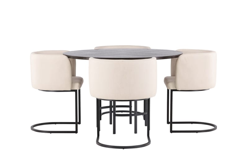 Copenhagen Spisegruppe 115 cm Rund med 4 Simrishman Stoler - Beige - Møbler - Bord - Spisegruppe
