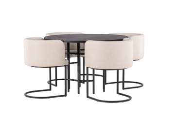 Copenhagen Spisegruppe 115 cm Rund med 4 Simrishman Stoler - Beige - Møbler - Bord - Spisegruppe
