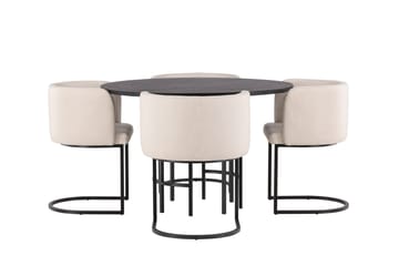 Copenhagen Spisegruppe 115 cm Rund med 4 Simrishman Stoler - Beige - Møbler - Bord - Spisegruppe
