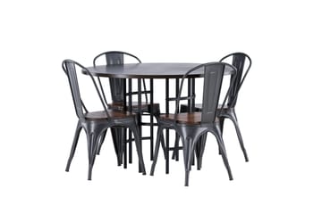 Copenhagen spisegruppe 115 cm rund med 4 Tempe stoler - Mokka - Møbler - Bord - Spisegruppe