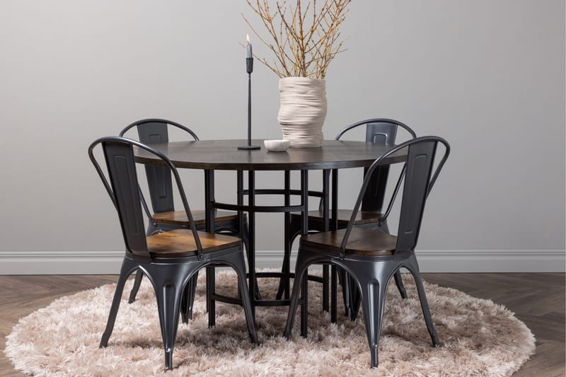 Copenhagen spisegruppe 115 cm rund med 4 Tempe stoler - Mokka - Møbler - Bord - Spisegruppe