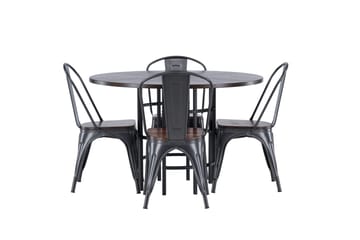 Copenhagen spisegruppe 115 cm rund med 4 Tempe stoler - Mokka - Møbler - Bord - Spisegruppe