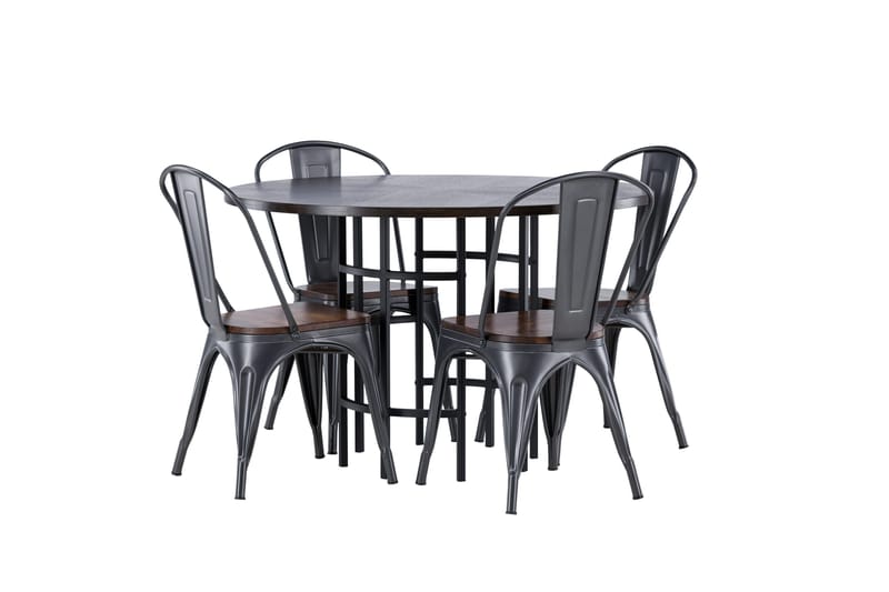Copenhagen spisegruppe 115 cm rund med 4 Tempe stoler - Mokka - Møbler - Bord - Spisegruppe