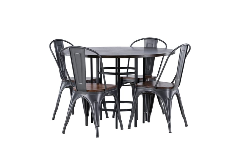 Copenhagen spisegruppe 115 cm rund med 4 Tempe stoler - Mokka - Møbler - Bord - Spisegruppe