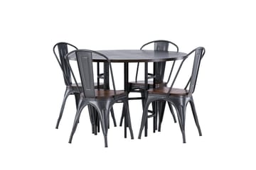 Copenhagen spisegruppe 115 cm rund med 4 Tempe stoler - Mokka - Møbler - Bord - Spisegruppe