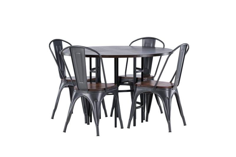 Copenhagen spisegruppe 115 cm rund med 4 Tempe stoler - Mokka - Møbler - Bord - Spisegruppe