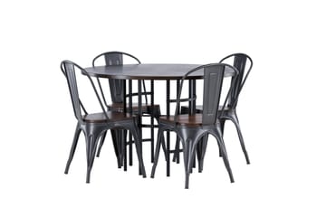 Copenhagen spisegruppe 115 cm rund med 4 Tempe stoler - Mokka - Møbler - Bord - Spisegruppe