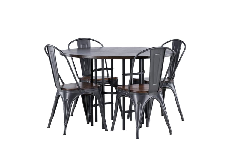 Copenhagen spisegruppe 115 cm rund med 4 Tempe stoler - Mokka - Møbler - Bord - Spisegruppe