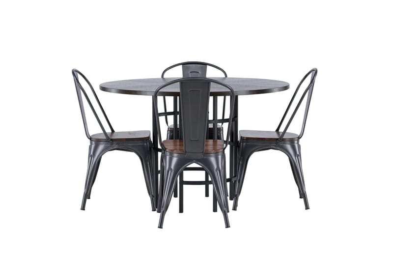 Copenhagen spisegruppe 115 cm rund med 4 Tempe stoler - Mokka - Møbler - Bord - Spisegruppe
