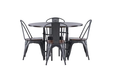 Copenhagen spisegruppe 115 cm rund med 4 Tempe stoler - Mokka - Møbler - Bord - Spisegruppe