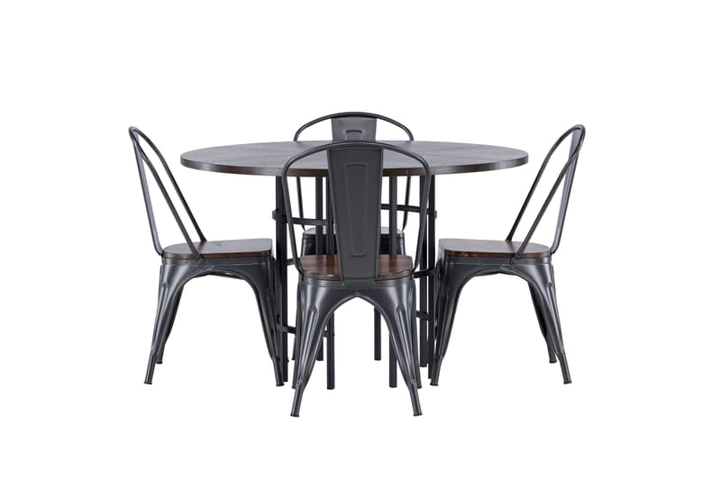 Copenhagen spisegruppe 115 cm rund med 4 Tempe stoler - Mokka - Møbler - Bord - Spisegruppe