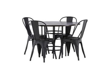Copenhagen Spisegruppe 115 cm Rund med 4 Tempe Stoler - Svart - Møbler - Bord - Spisegruppe