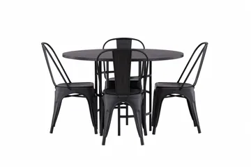 Copenhagen Spisegruppe 115 cm Rund med 4 Tempe Stoler - Svart - Møbler - Bord - Spisegruppe