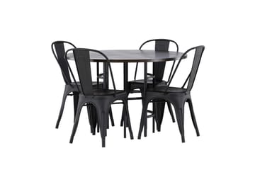 Copenhagen Spisegruppe 115 cm Rund med 4 Tempe Stoler - Svart - Møbler - Bord - Spisegruppe
