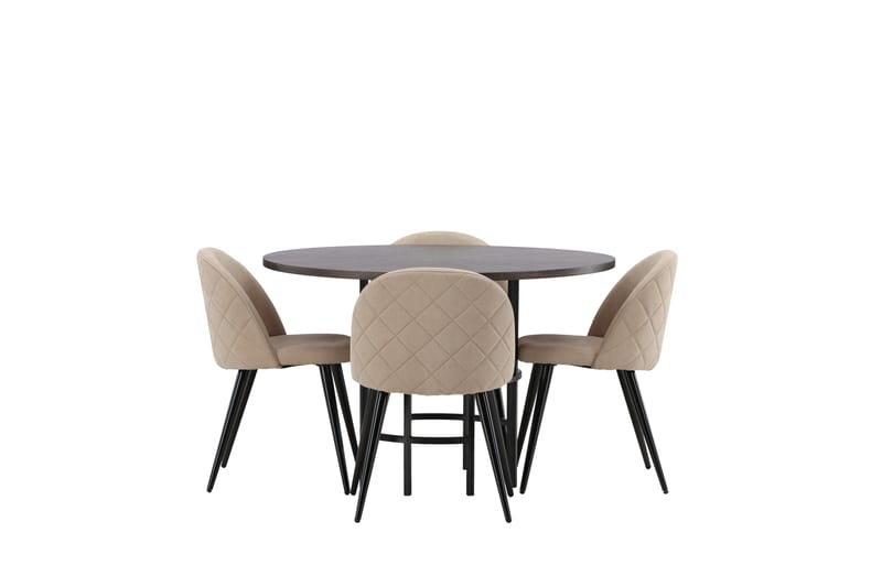 Copenhagen Spisegruppe 115 cm Rund med 4 Velvet Stoler - Beige - Møbler - Bord - Spisegruppe
