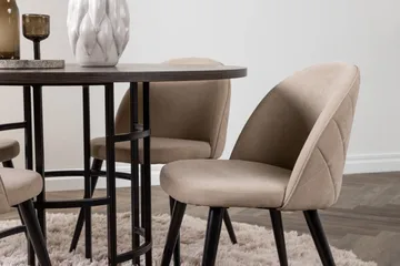 Copenhagen Spisegruppe 115 cm Rund med 4 Velvet Stoler - Beige - Møbler - Bord - Spisegruppe