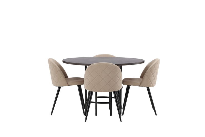 Copenhagen Spisegruppe 115 cm Rund med 4 Velvet Stoler - Beige - Møbler - Bord - Spisegruppe