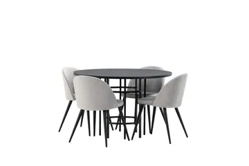 Copenhagen Spisegruppe 115 cm Rund med 4 Velvet Stoler - Sort - Møbler - Bord - Spisegruppe