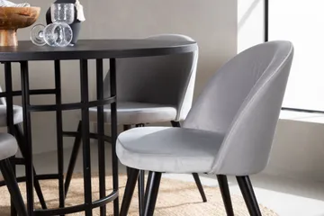 Copenhagen Spisegruppe 115 cm Rund med 4 Velvet Stoler - Sort - Møbler - Bord - Spisegruppe