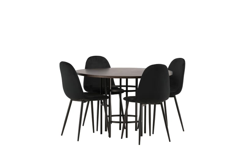Copenhagen Spisegruppe 115 cm Rund med 4 Polar Stoler - Sort - Møbler - Bord - Spisegruppe