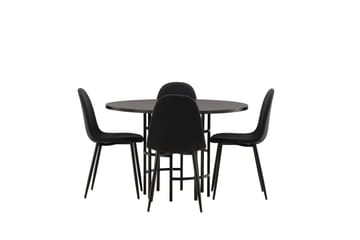 Copenhagen Spisegruppe 115 cm Rund med 4 Polar Stoler - Sort - Møbler - Bord - Spisegruppe