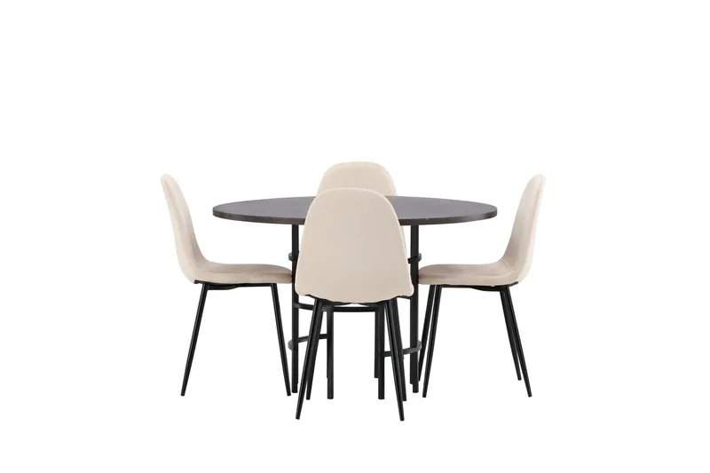 Copenhagen Spisegruppe 115 cm Rund med 4 Polar Stoler, Beige