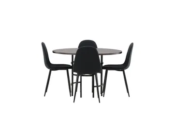Copenhagen Spisegruppe 115 cm Rund med 4 Polar Stoler - Sort - Møbler - Bord - Spisegruppe