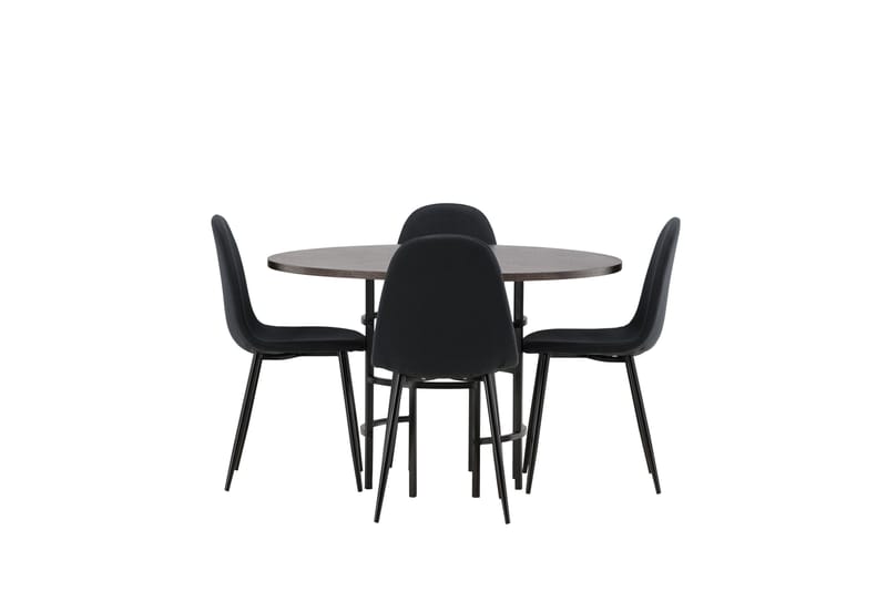 Copenhagen Spisegruppe 115 cm Rund med 4 Polar Stoler - Sort - Møbler - Bord - Spisegruppe