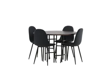 Copenhagen Spisegruppe 115 cm Rund med 4 Polar Stoler - Sort - Møbler - Bord - Spisegruppe