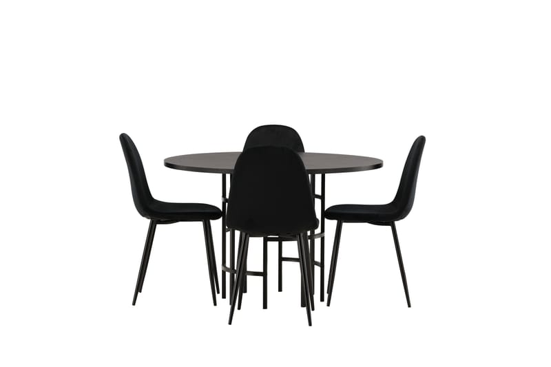Copenhagen Spisegruppe 115 cm Rund med 4 Polar Stoler, Sort