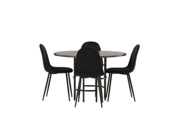 Copenhagen Spisegruppe 115 cm Rund med 4 Polar Stoler - Sort - Møbler - Bord - Spisegruppe