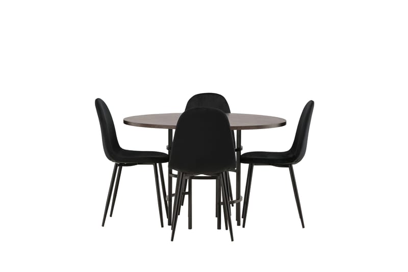 Copenhagen Spisegruppe 115 cm Rund med 4 Polar Stoler - Sort - Møbler - Bord - Spisegruppe
