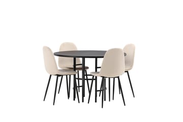 Copenhagen Spisegruppe 115 cm Rund med 4 Polar Stoler - Beige - Møbler - Bord - Spisegruppe