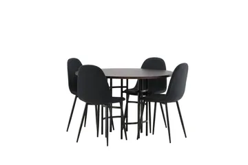 Copenhagen Spisegruppe 115 cm Rund med 4 Polar Stoler - Sort - Møbler - Bord - Spisegruppe
