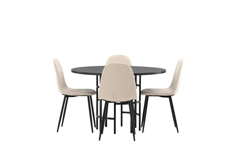 Copenhagen Spisegruppe 115 cm Rund med 4 Polar Stoler, Beige