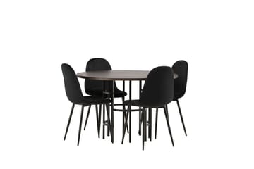 Copenhagen Spisegruppe 115 cm Rund med 4 Polar Stoler - Sort - Møbler - Bord - Spisegruppe