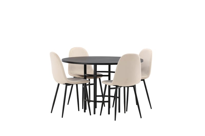 Copenhagen Spisegruppe 115 cm Rund med 4 Polar Stoler - Beige - Møbler - Bord - Spisegruppe