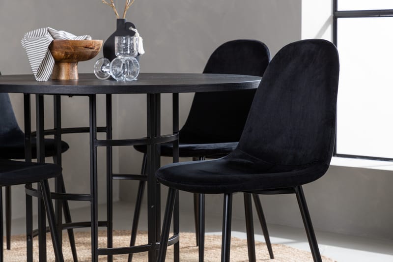 Copenhagen Spisegruppe 115 cm Rund med 4 Polar Stoler - Sort - Møbler - Bord - Spisegruppe