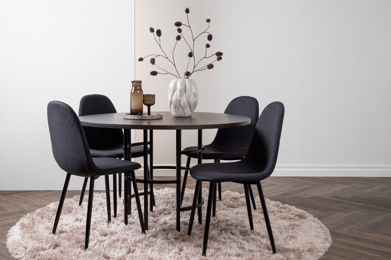 Copenhagen Spisegruppe 115 cm Rund med 4 Polar Stoler - Sort - Møbler - Bord - Spisegruppe