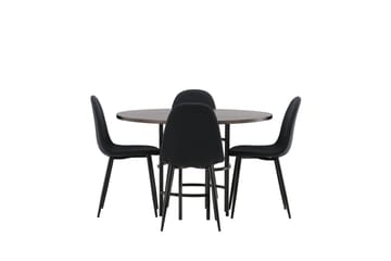 Copenhagen Spisegruppe 115 cm Rund med 4 Polar Stoler - Sort - Møbler - Bord - Spisegruppe