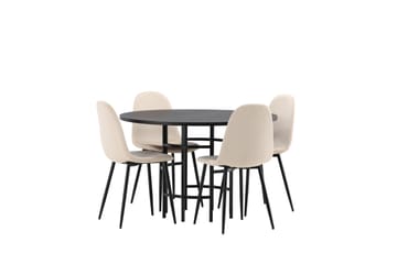 Copenhagen Spisegruppe 115 cm Rund med 4 Polar Stoler - Beige - Møbler - Bord - Spisegruppe