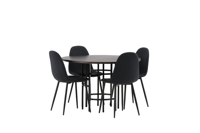 Copenhagen Spisegruppe 115 cm Rund med 4 Polar Stoler - Sort - Møbler - Bord - Spisegruppe