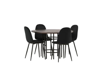 Copenhagen Spisegruppe 115 cm Rund med 4 Polar Stoler - Sort - Møbler - Bord - Spisegruppe